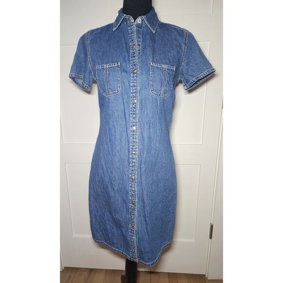 Tommy Hilfiger Y2K Demin Short Sleeve Mini Dress Womens Size 4 - Picture 1 of 10